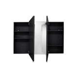 Croydex Easy Hang 48 in. W x 30 in. H Rectangular Black Stainless Steel Surface Mount Medicine Cabinet with Mirror