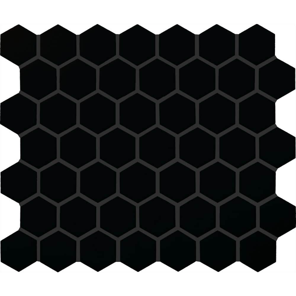 Daltile Restore Matte Black 12 in. x 10 in. Glazed Ceramic Hexagon Mosaic Tile (9.72 sq. ft./Case)