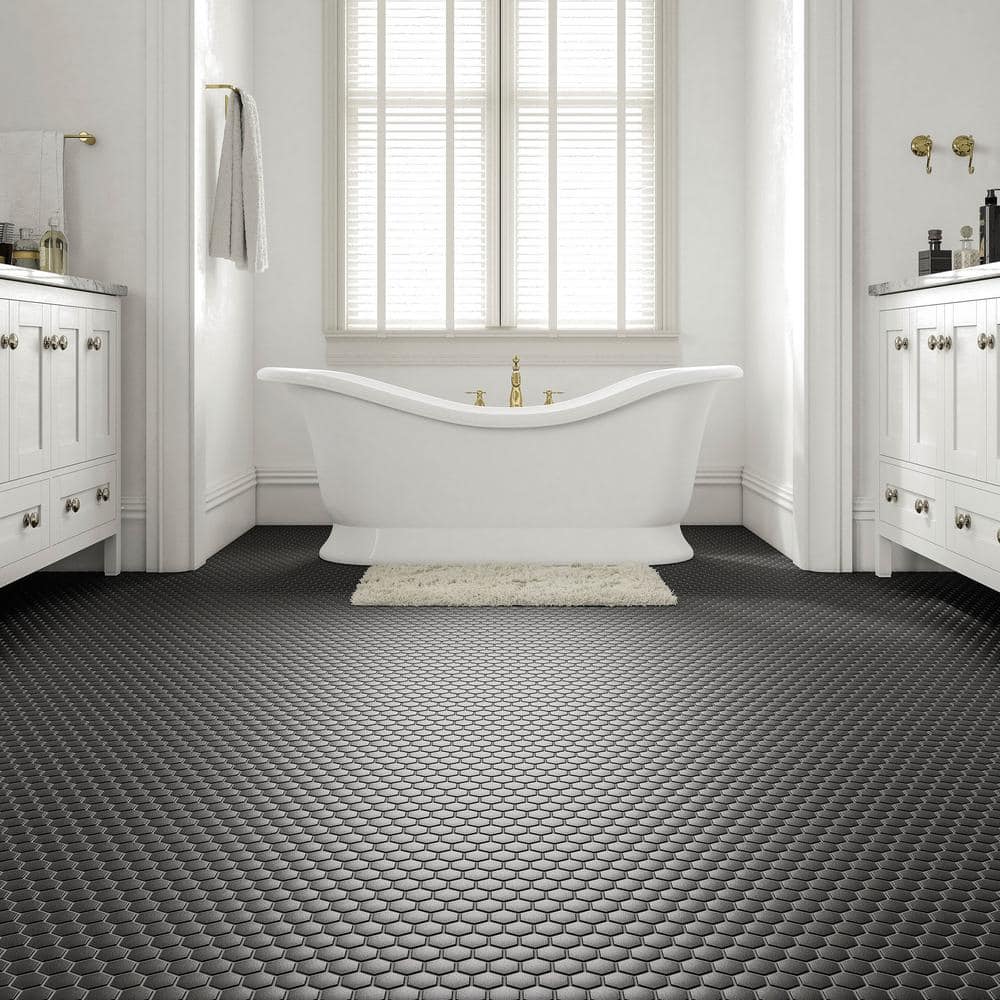 Daltile Restore Matte Black Hexagon 10 in. x 12 in. x 6.35 mm Glazed Ceramic Mosaic Tile (0.81 sq. ft./piece)