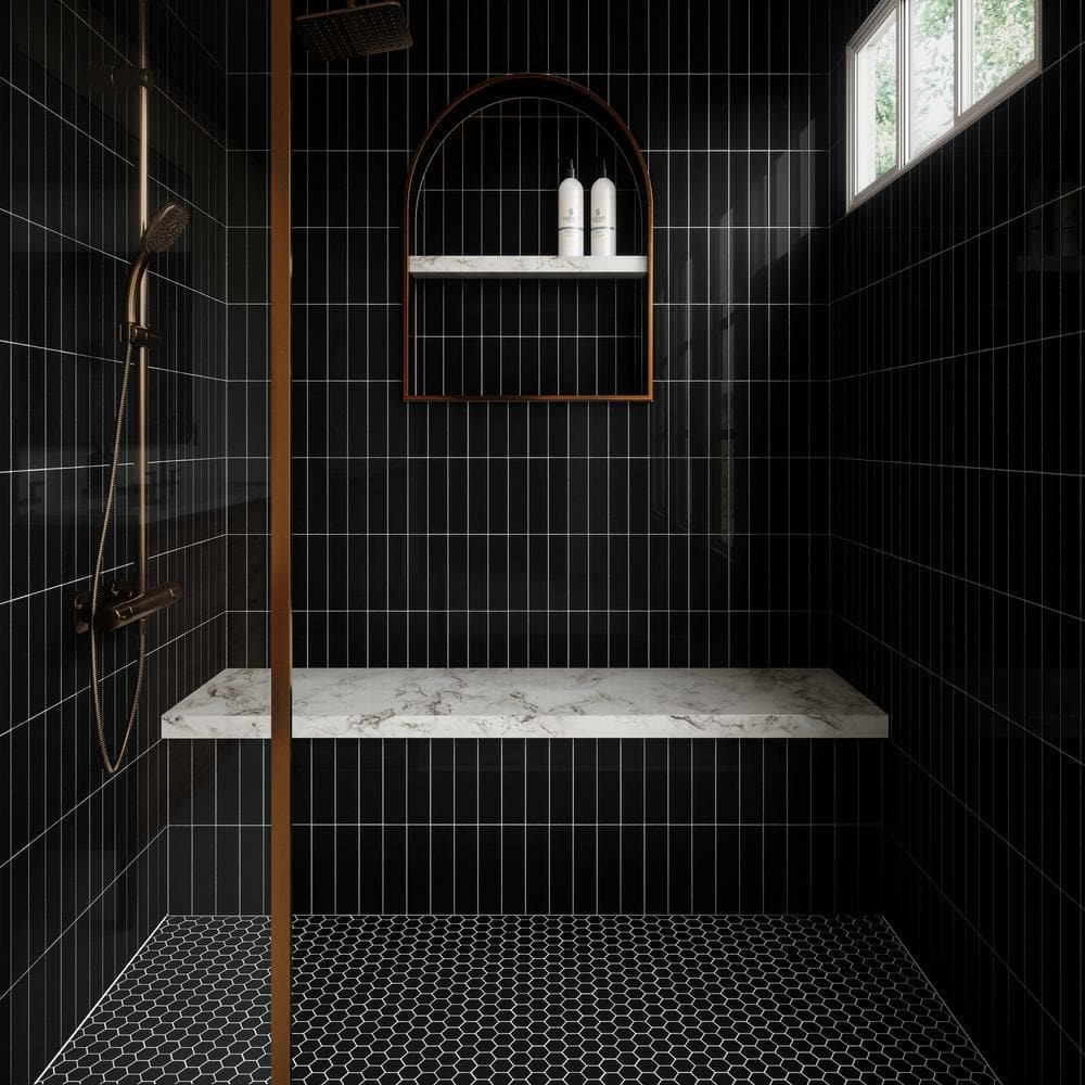 Daltile Restore Matte Black 12 in. x 10 in. Glazed Ceramic Hexagon Mosaic Tile (9.72 sq. ft./Case)