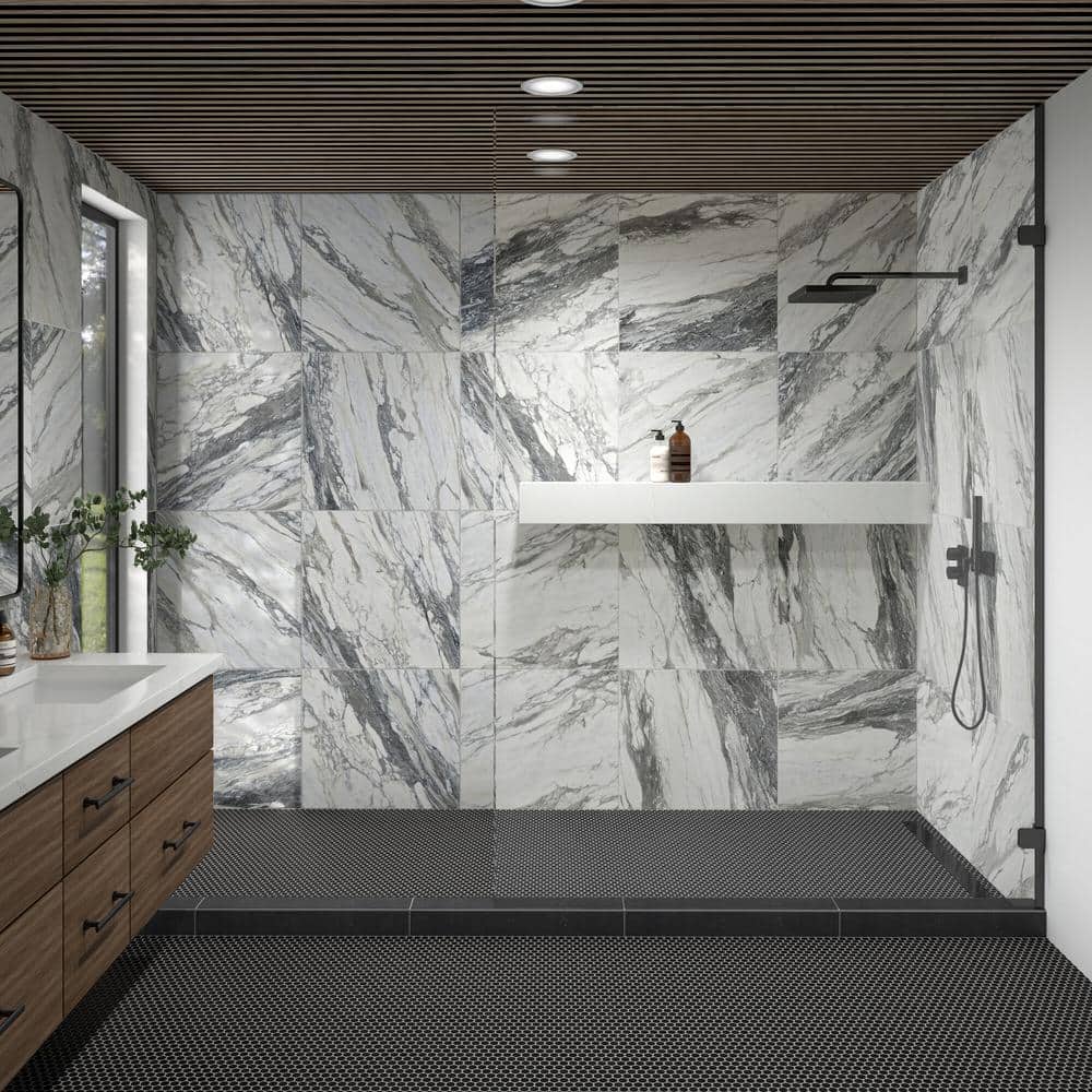 Daltile Restore Black 11 in. x 10 in. Glazed Porcelain Penny Round Mosaic Tile (12.45 sq. ft./Case)