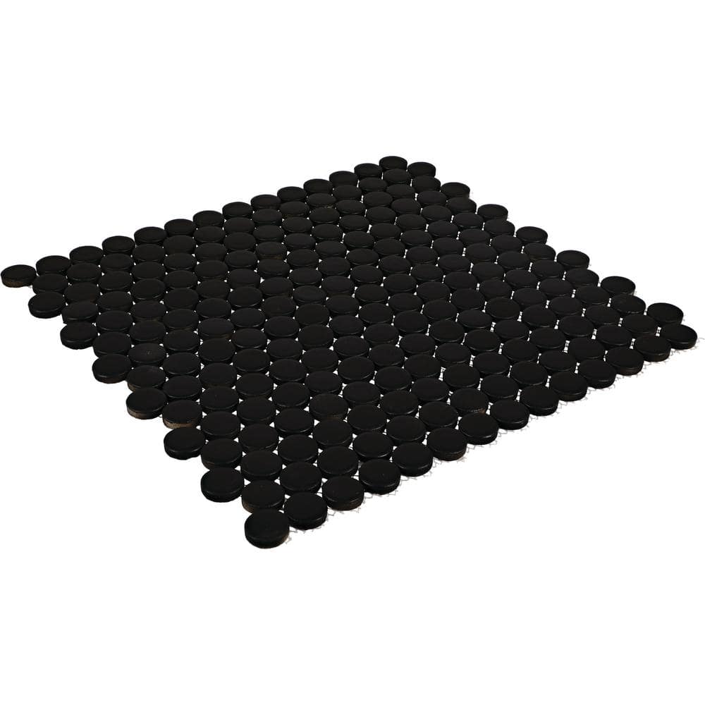 Daltile Restore Black 11 in. x 10 in. Glazed Porcelain Penny Round Mosaic Tile (12.45 sq. ft./Case)