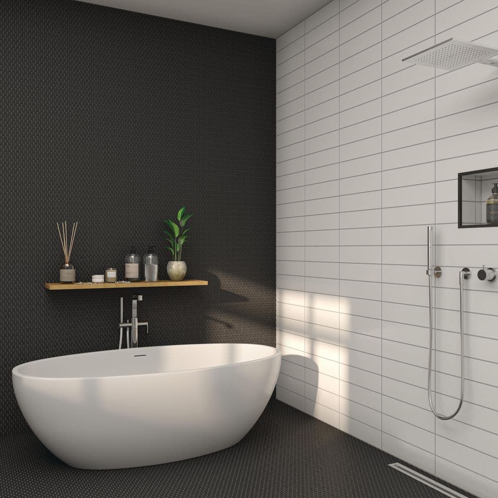 Daltile Restore Black 11 in. x 10 in. Glazed Porcelain Penny Round Mosaic Tile (12.45 sq. ft./Case)