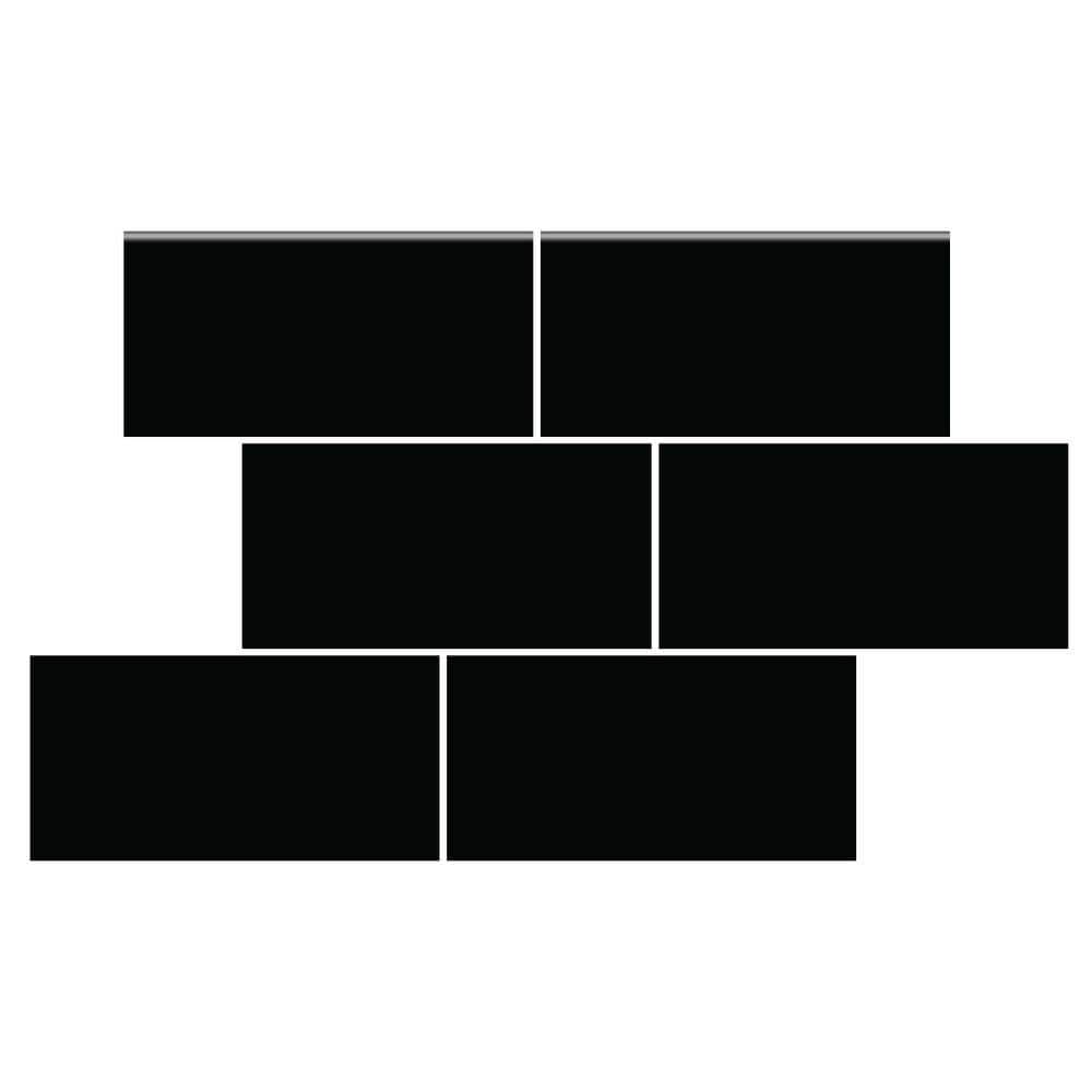 Daltile Rittenhouse Square 3 in. x 6 in. Black Ceramic Bullnose Wall Tile (0.125 sq. ft. per Piece)