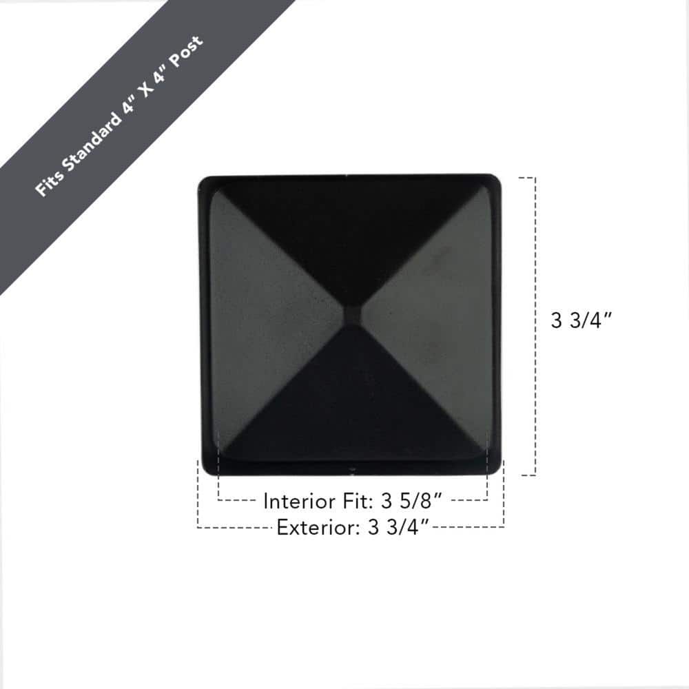 4 in. x 4 in. Black Metal Post Cap