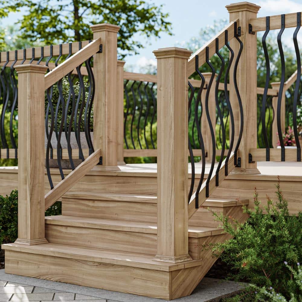 Deckorators 40 in. x 1 in. Satin Black Aluminum Baroque Baluster (5-Pack)
