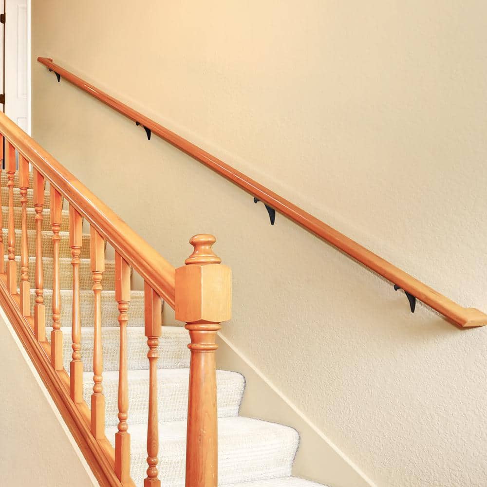Design House Standard Handrail Bracket Heavy Duty Hardware for Stairways in Home or Office Matte Black, 5-Pack
