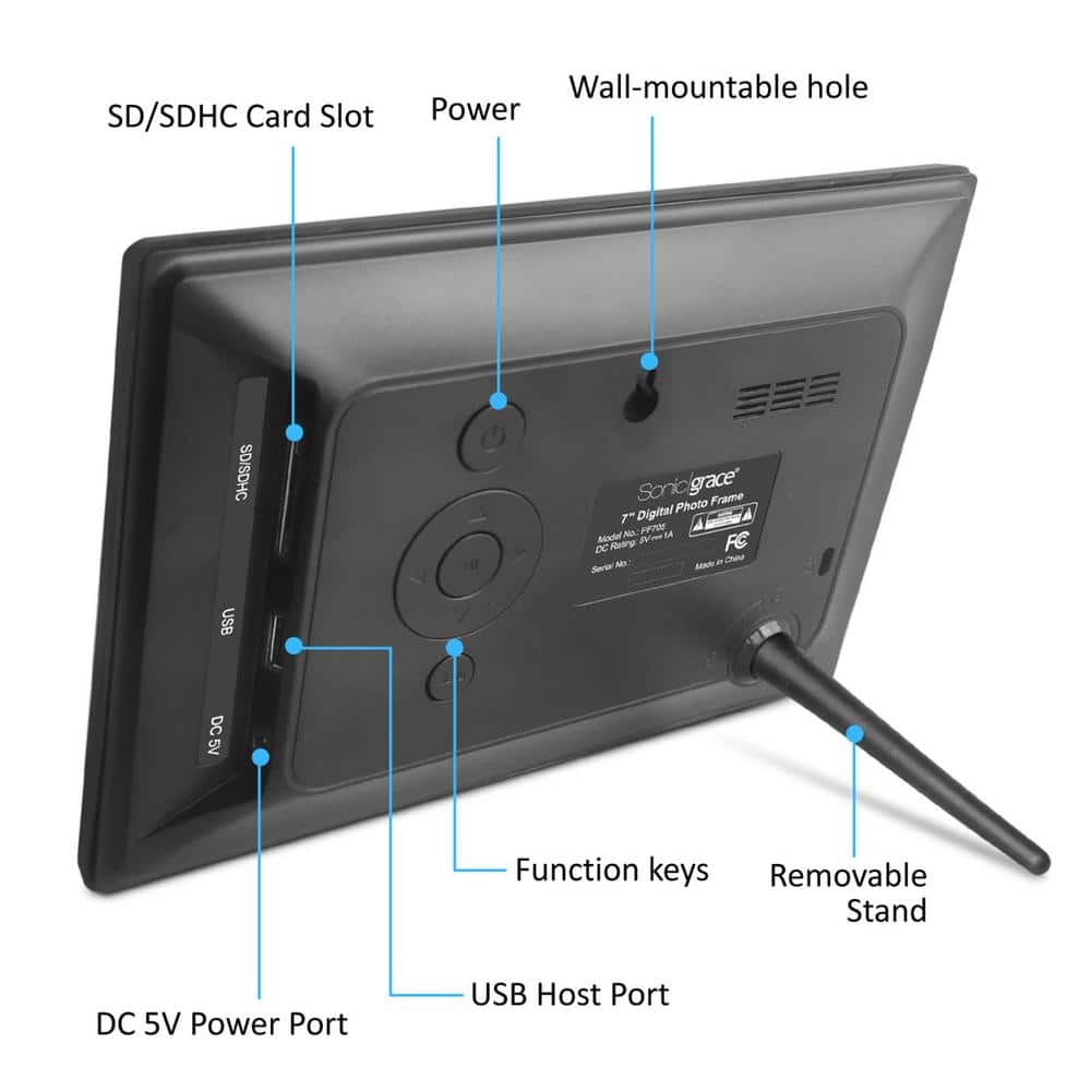 Sonicgrace 7 in. Digital Photo Frame with Remote Control (NOT WiFi) - PF705