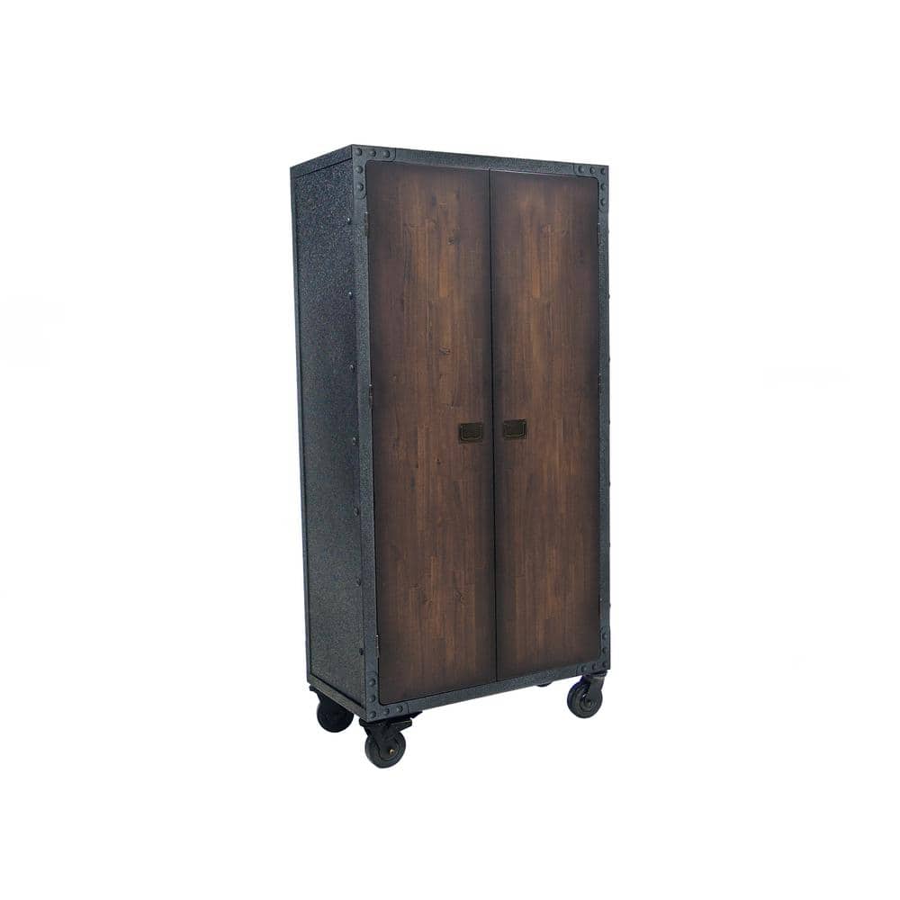 DURAMAX 36 in. W x 20 in.D Industrial Black Metal with Wood Free Standing Cabinet with Wheels