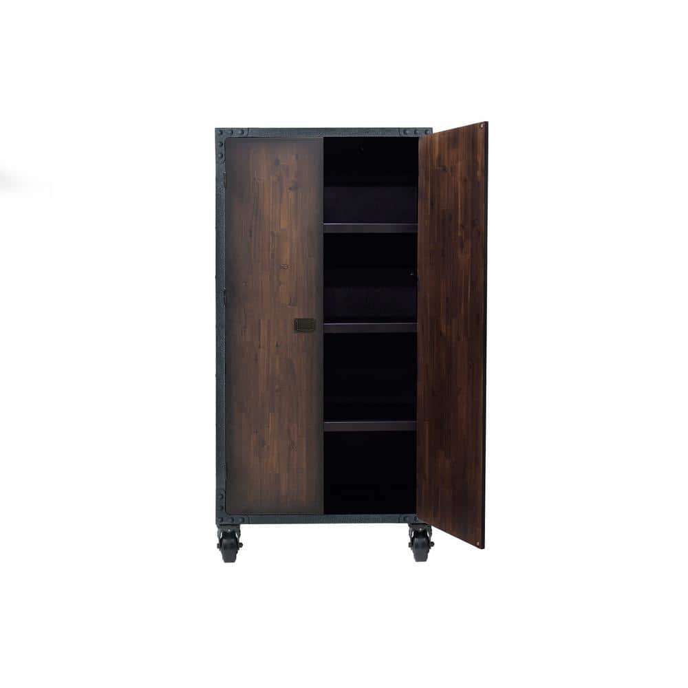 DURAMAX 36 in. W x 20 in.D Industrial Black Metal with Wood Free Standing Cabinet with Wheels