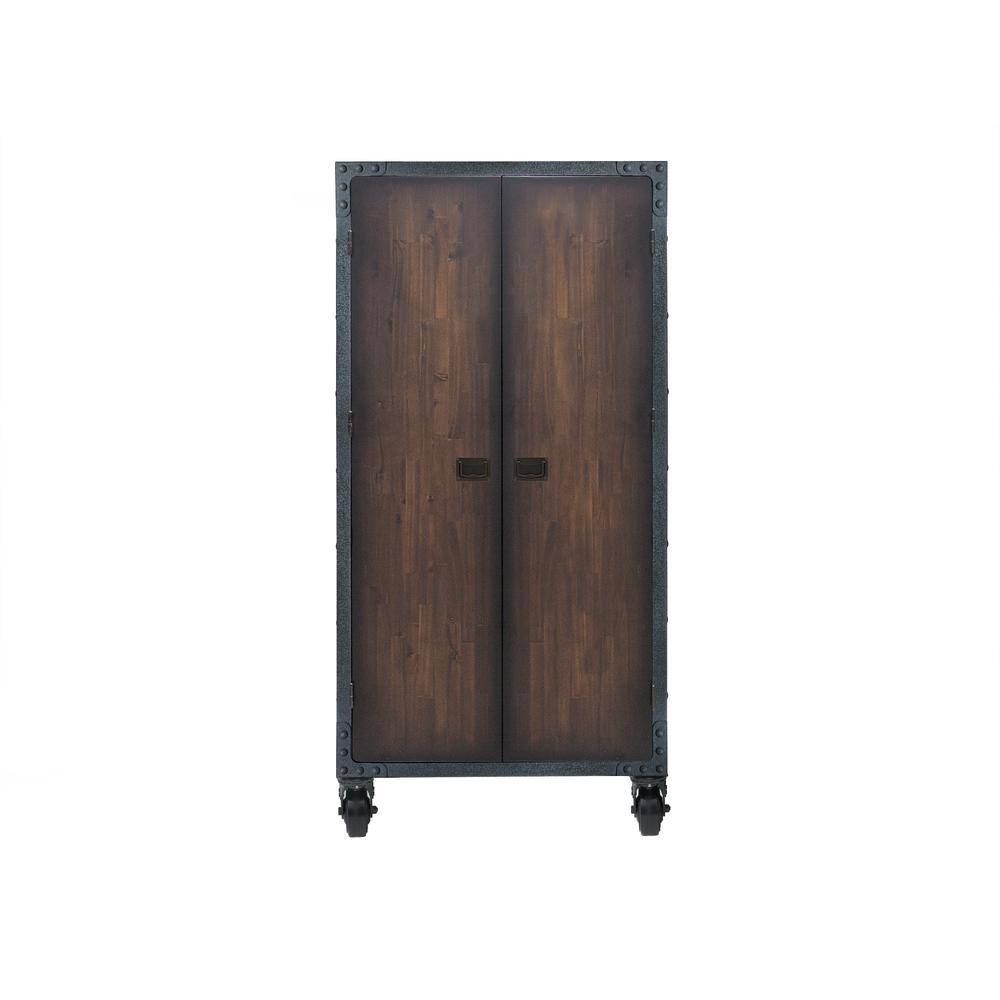 DURAMAX 36 in. W x 20 in.D Industrial Black Metal with Wood Free Standing Cabinet with Wheels