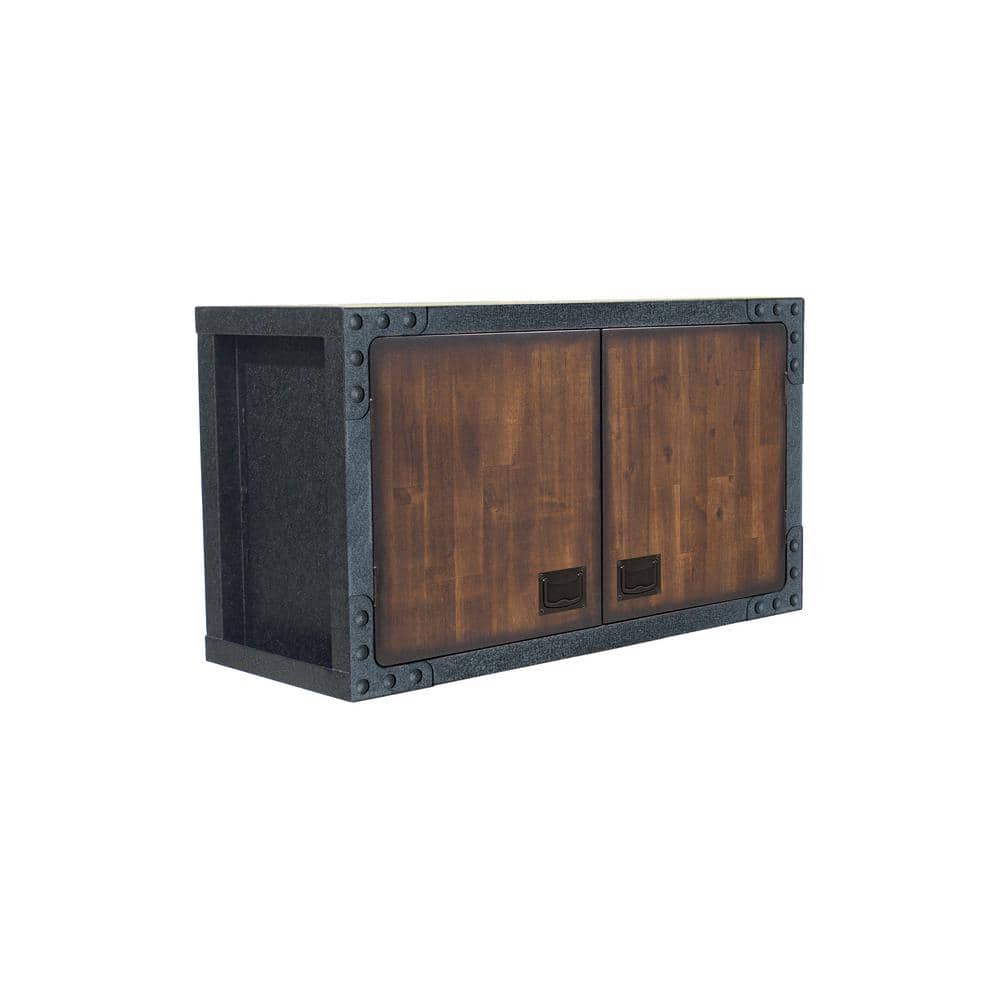 DURAMAX 37 in. W x 21 in. D Industrial Black Metal with Wood Wall Cabinet