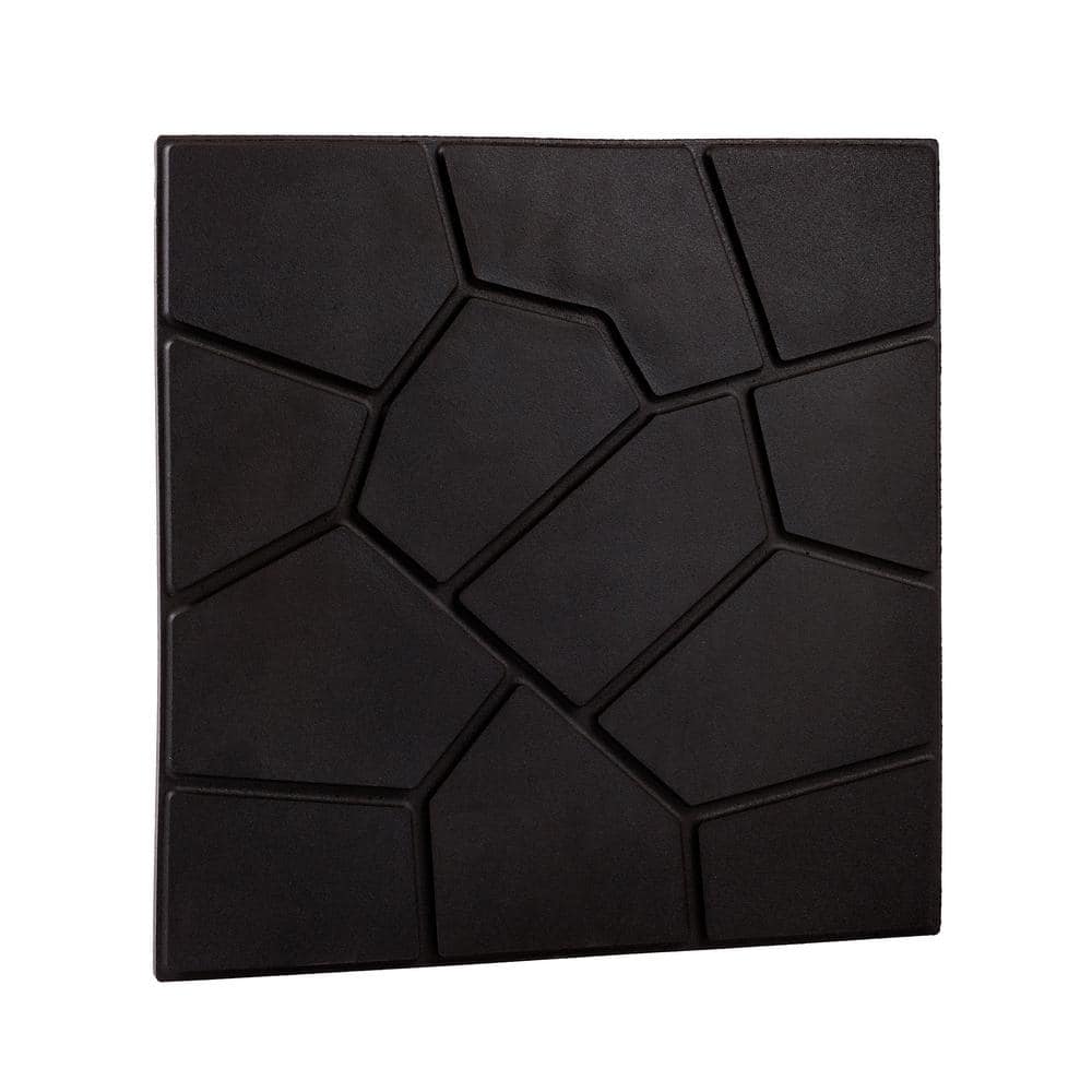 EcoBorder 15.5 in. x 15.5 in. Square Black Cobblestone/Brick Dual-Sided 100% Recycled Rubber Paver (6-pack)