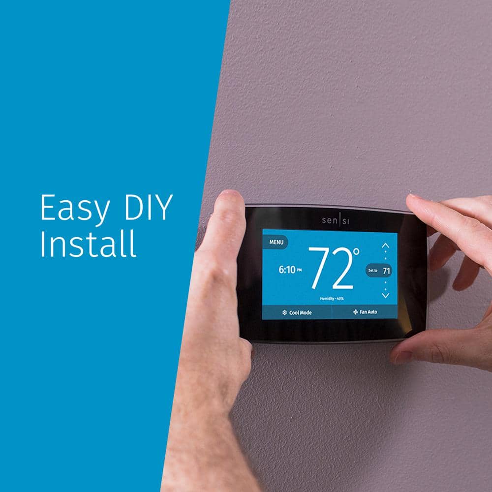Emerson Sensi Touch 7-day Programmable Wi-Fi Smart Thermostat with Touchscreen Color Display, C-wire Required - Black