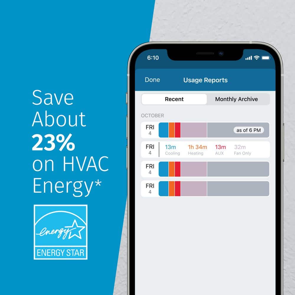 Emerson Sensi Touch 7-day Programmable Wi-Fi Smart Thermostat with Touchscreen Color Display, C-wire Required - Black