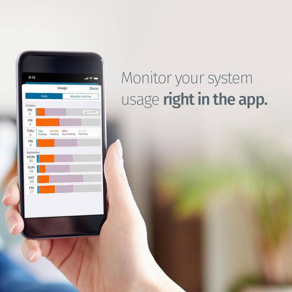 Emerson Sensi Touch 7-day Programmable Wi-Fi Smart Thermostat with Touchscreen Color Display, C-wire Required - Black