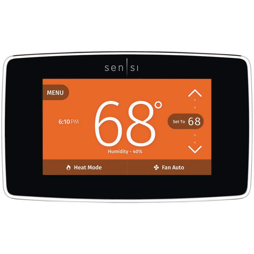 Emerson Sensi Touch 7-day Programmable Wi-Fi Smart Thermostat with Touchscreen Color Display, C-wire Required - Black