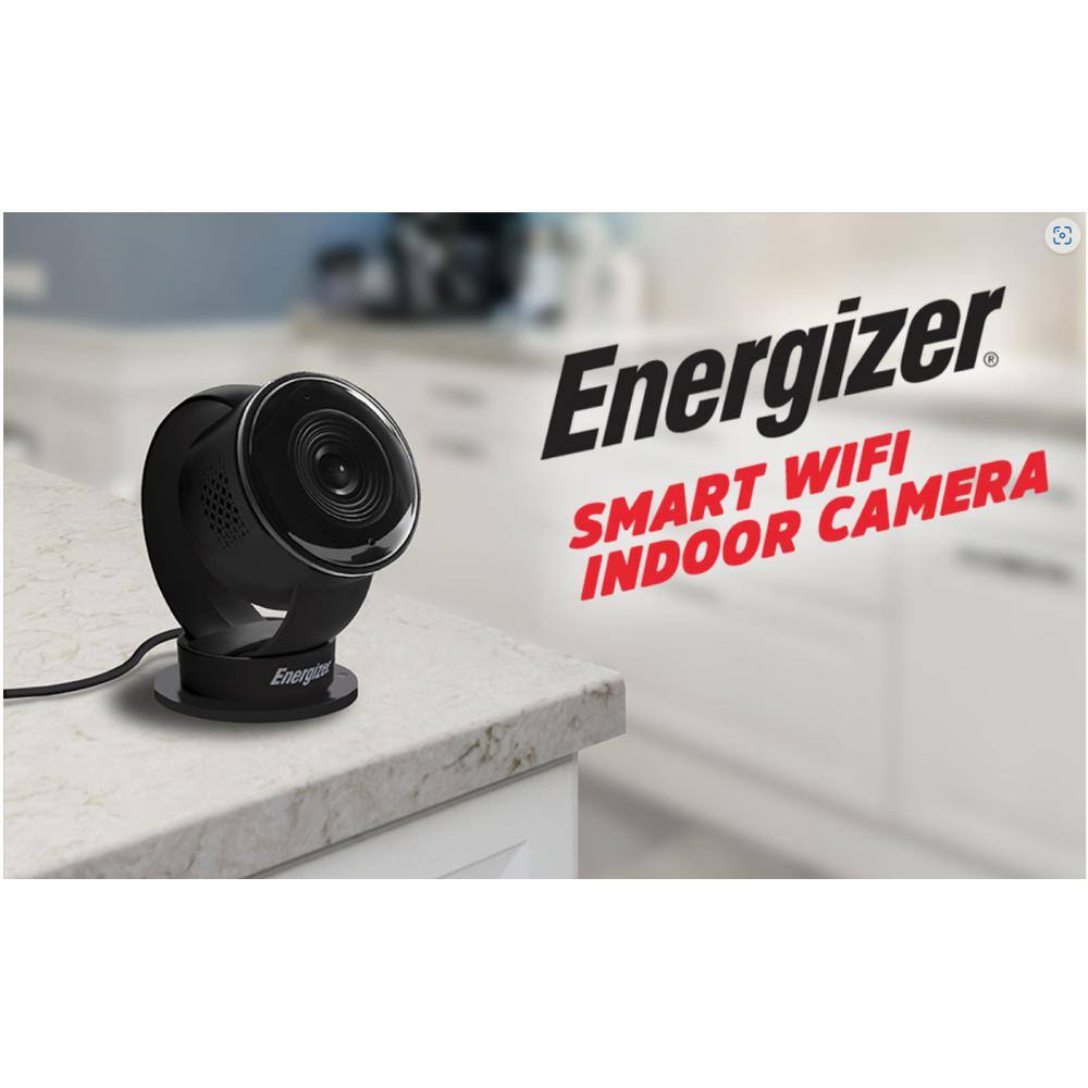 Energizer Smart Wi-Fi Plug-In Black Indoor Wired Camera, 1080P Full HD, Cloud/Micro-SD Card Support