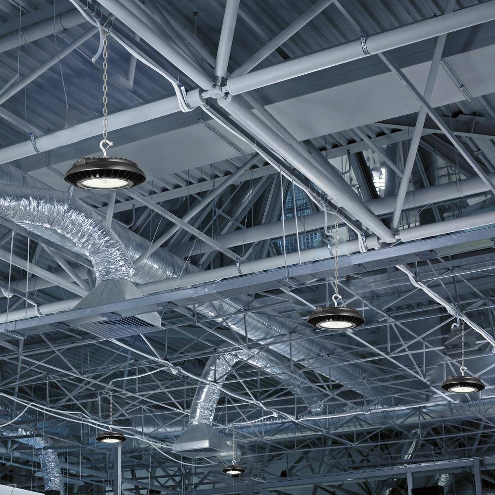 EnviroLite 9 in. Round Integrated LED Black High Bay Light, 5000K