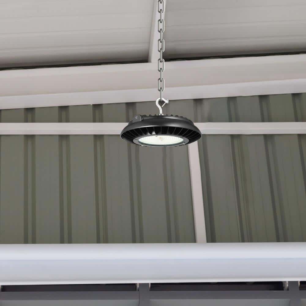 EnviroLite 9 in. Round Integrated LED Black High Bay Light, 5000K