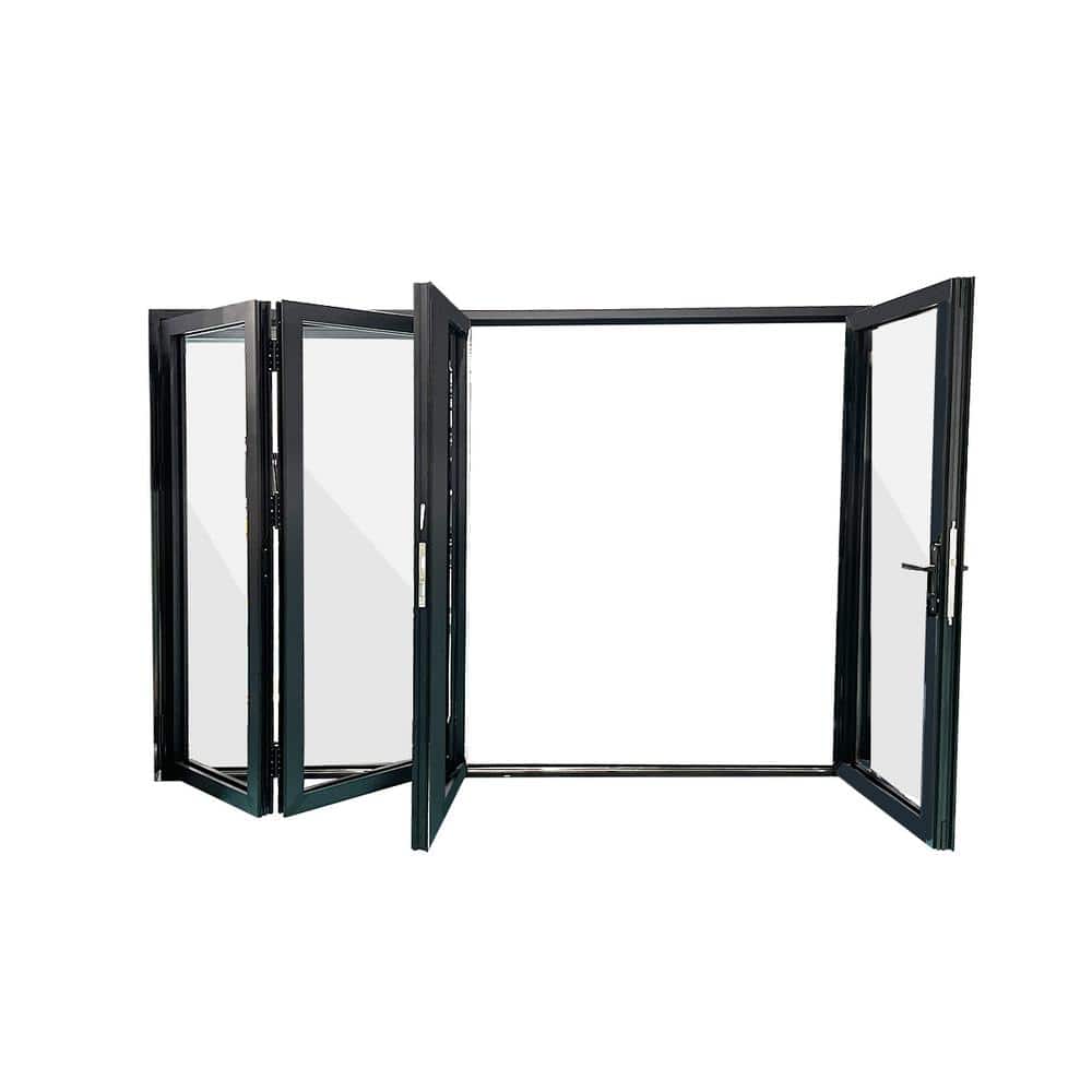 Eris 120 in. x 96 in. Left Opening/Outswing Black Aluminum Folding Patio door