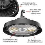 ETI LIGHTING 400-Watt Equivalent 11 in. Round Integrated LED Black High Bay Light 27000-36000 Lumens Adjustable CCT (4-Pack)