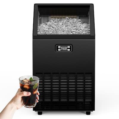 18 in. 150 lbs. / 24H Full Size Cubes Undercounter/Freestanding Commercial Ice Maker in Black w/ Auto Ice Level Control