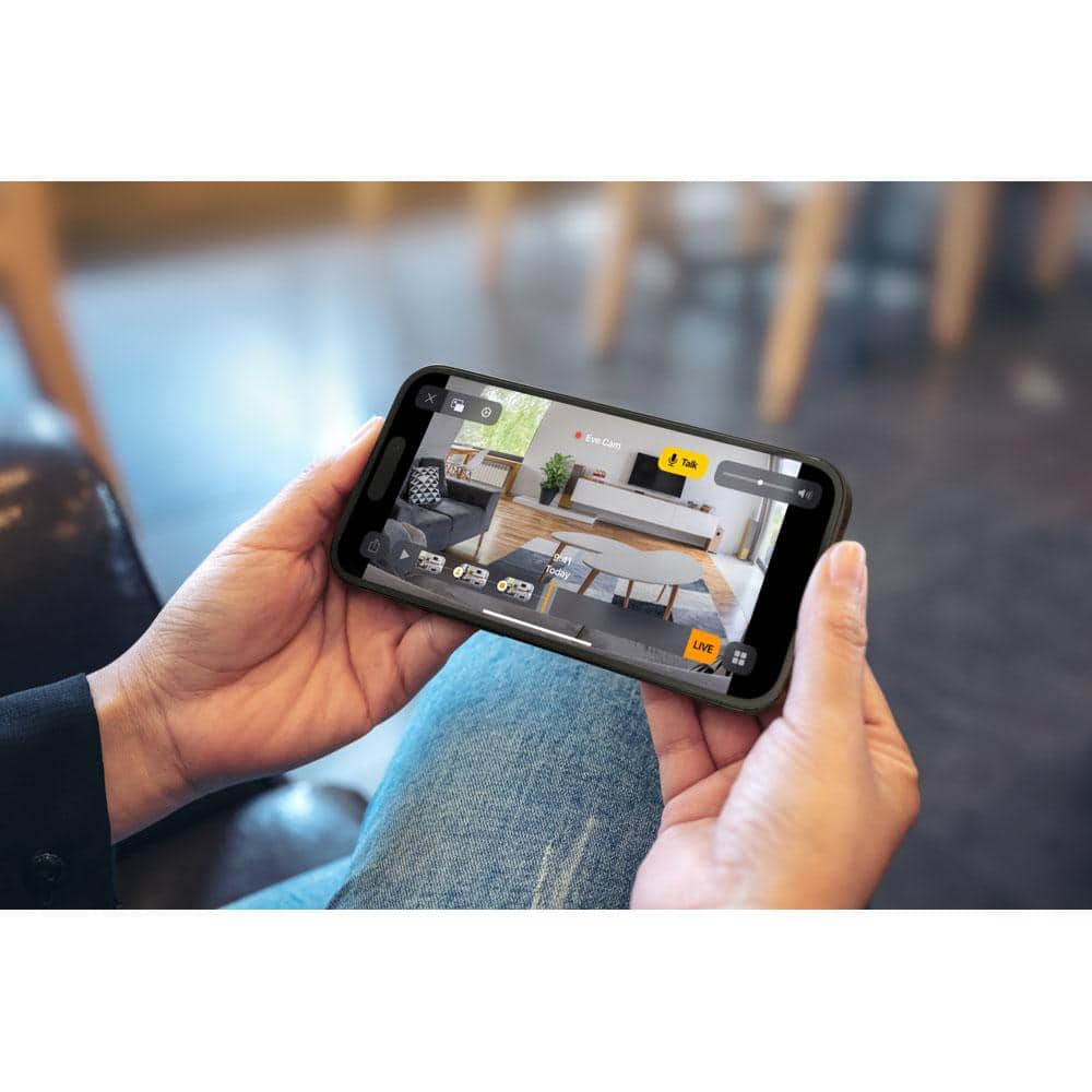 eve Wireless Indoor Plug-In Smart Security Camera with Night Vision, 2-Way Audio, Built-in Microphone & Speaker (Black)