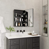 ExBrite 16 in. W x 24 in. H Rectangular Silver Aluminum Recessed/Surface Mount Right Dimmable Medicine Cabinet with Mirror LED