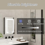 ExBrite 16 in. W x 24 in. H Rectangular Silver Aluminum Recessed/Surface Mount Right Dimmable Medicine Cabinet with Mirror LED