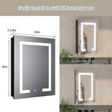ExBrite 20 in. W x 26 in. H Rectangular Silver Aluminum Recessed/Surface Mount Right Dimmable Medicine Cabinet with Mirror LED