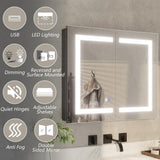 ExBrite 30 in. W x 26 in. H Rectangular Silver Aluminum Recessed/Surface Mount Dimmable Medicine Cabinet with Mirror LED