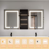 ExBrite ShineX 60 in.W x 30 in.H Rectangular Black Aluminum Recessed/Surface Mount Dual Swing Medicine Cabinet with Mirror LED