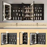 ExBrite ShineX 60 in.W x 30 in.H Rectangular Black Aluminum Recessed/Surface Mount Dual Swing Medicine Cabinet with Mirror LED