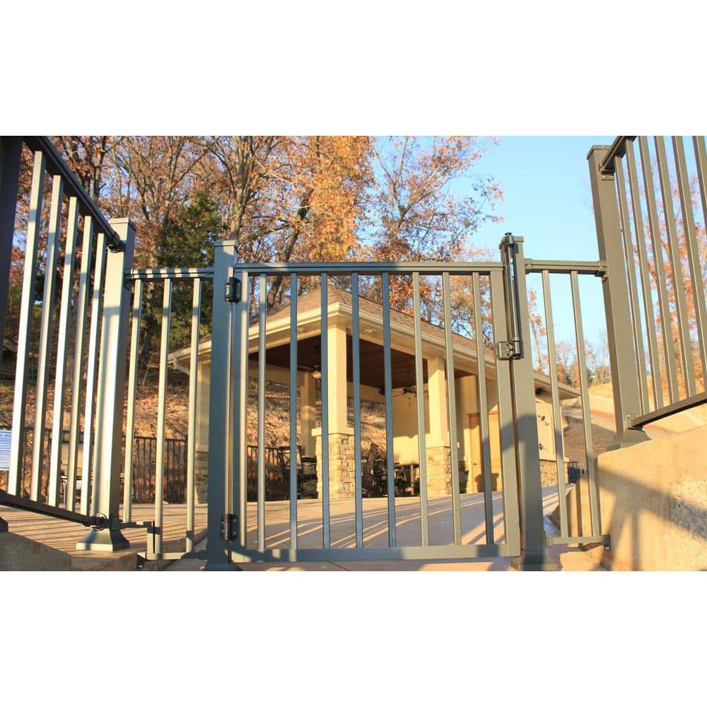 EZ Handrail 36 in x 36 in. Textured Black Pre-Built Aluminum Single-Panel Gate