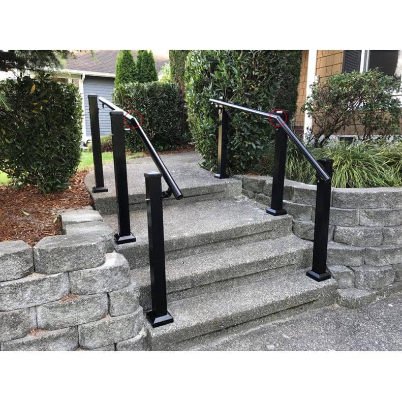 EZ Handrail Textured Black Aluminum Hand Rail Wall Bracket