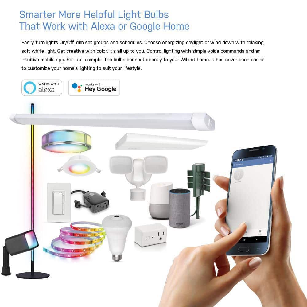 Feit Electric 42 in. Integrated LED Color Changing Smart Home Wi-Fi Connected Wireless Floor Lamp (4-Pack)