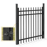 Fencer Wire 4 ft. x 4 ft. Pointed Pinnacle Anti-Rust Metal Fence Gate, Decorative Garden Gate (Single Set)