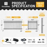 Fencer Wire 4 ft. x 8 ft. Heavy-Duty Steel Spaced Bar Pointed Pinnacle Flat Metal Fence Panel (Set of 100 ft.)