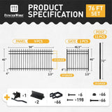Fencer Wire 4 ft. x 8 ft. Heavy-Duty Steel Spaced Bar Pointed Pinnacle Flat Metal Fence Panel (Set of 76 ft.)
