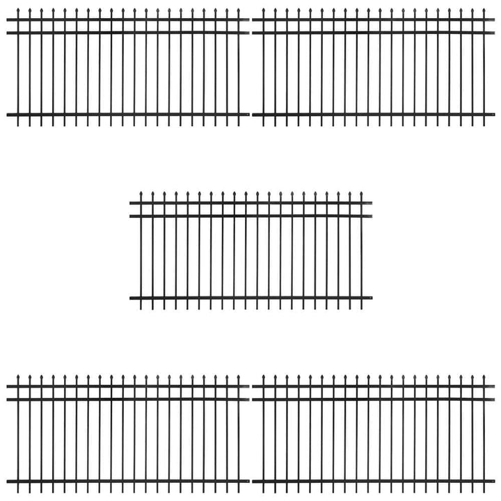 Fencer Wire 4 ft. x 8 ft. Heavy-Duty Steel Spaced Bar Pointed Pinnacle Metal Fence Panel (Pack of 5)