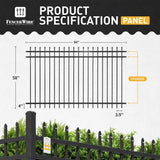 Fencer Wire 5 ft. x 8 ft. Heavy-Duty Steel Spaced Bar Pointed Pinnacle Metal Fence Panel (Pack of 10)
