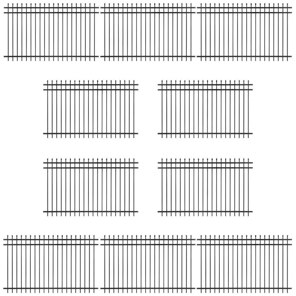 Fencer Wire 5 ft. x 8 ft. Heavy-Duty Steel Spaced Bar Pointed Pinnacle Metal Fence Panel (Pack of 10)