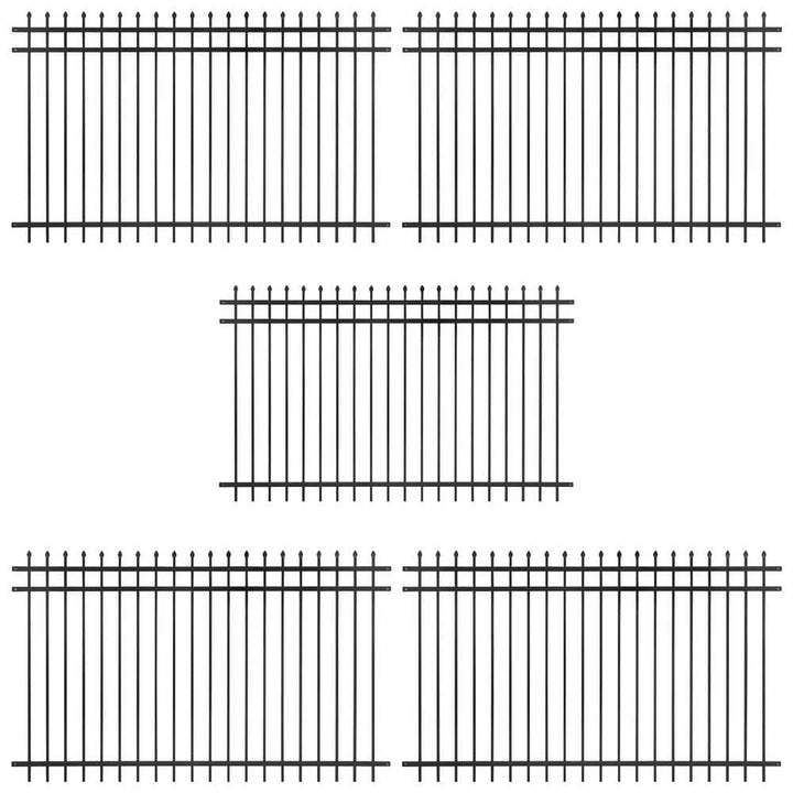 Fencer Wire 5 ft. x 8 ft. Heavy-Duty Steel Spaced Bar Pointed Pinnacle Metal Fence Panel (Pack of 5)