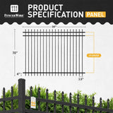 Fencer Wire 6 ft. x 8 ft. Heavy-Duty Steel Spaced Bar Pointed Pinnacle Metal Fence Panel (Pack of 5)
