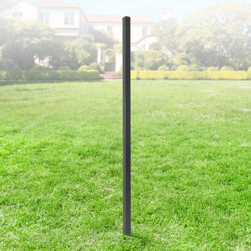 Fencer Wire 2 in. x 2 in. x 6 ft. Steel Flat Top Blank Metal Fence Post with Post Cap (1-Pack)