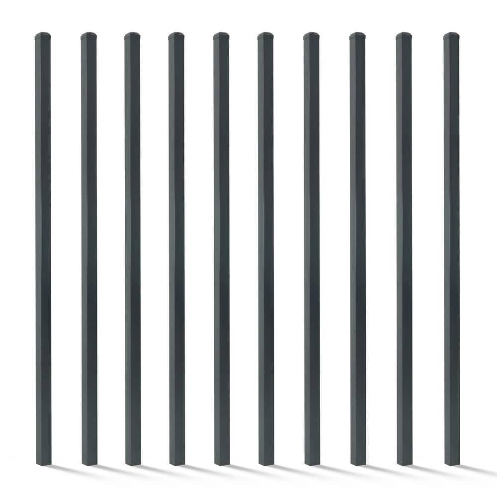 Fencer Wire 2 in. x 2 in. x 6 ft. Steel Flat Top Blank Metal Fence Post with Post Cap (10-Pack)