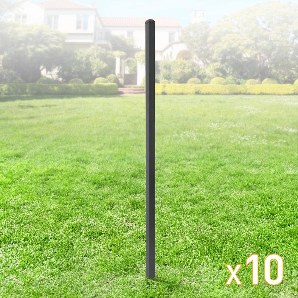 Fencer Wire 2 in. x 2 in. x 6 ft. Steel Flat Top Blank Metal Fence Post with Post Cap (10-Pack)
