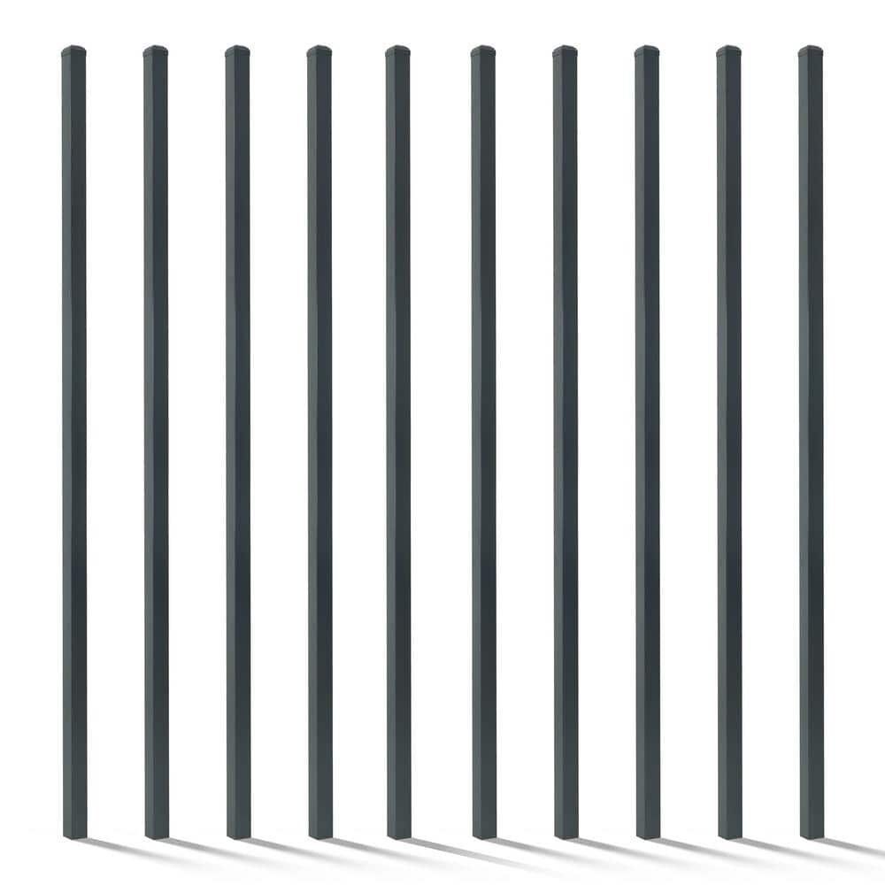 Fencer Wire 2 in. x 2 in. x 7 ft. Steel Flat Top Blank Metal Fence Post with Post Cap (10 pack)