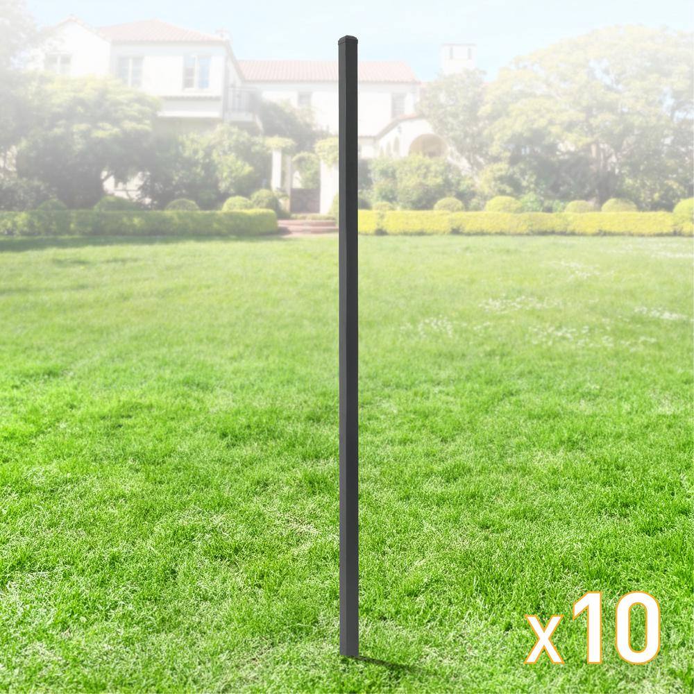 Fencer Wire 2 in. x 2 in. x 7 ft. Steel Flat Top Blank Metal Fence Post with Post Cap (10 pack)
